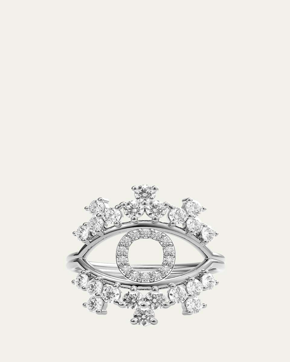 Sara 18K White Gold Diamond Ring, Letter O